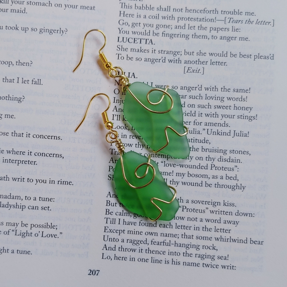 18ktgp Sea glass earrings